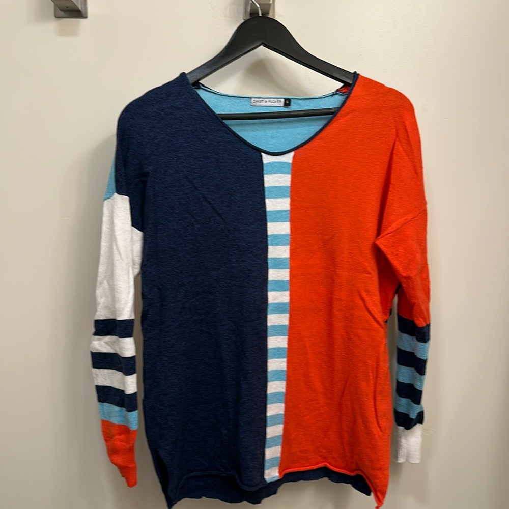 Zaket & Plover V-neck multicolor cotton/cashmere loose fit sweater, Small